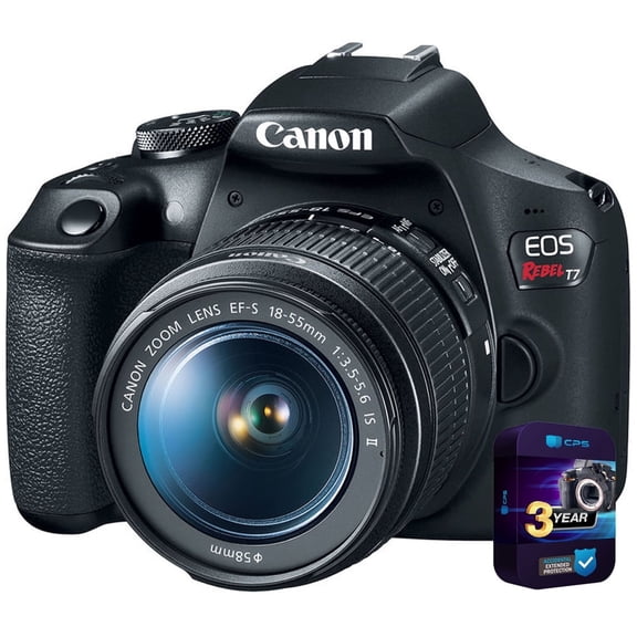 Canon EOS Rebel T7 Digital SLR Camera 18-55mm f/3.5-5.6 IS II Kit Bundle with 3 YR CPS Enhanced Protection Pack | Factory Fresh - Canon USA Model