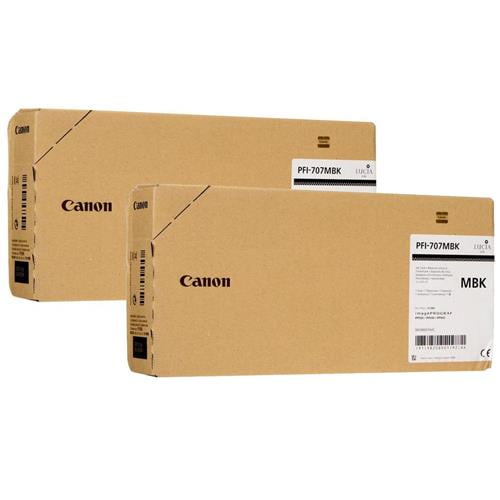 Canon 2X 700ml PFI-707 Pigment Matte Black Ink Tank for iPF830, iPF840, iPF850 CAD Plotters