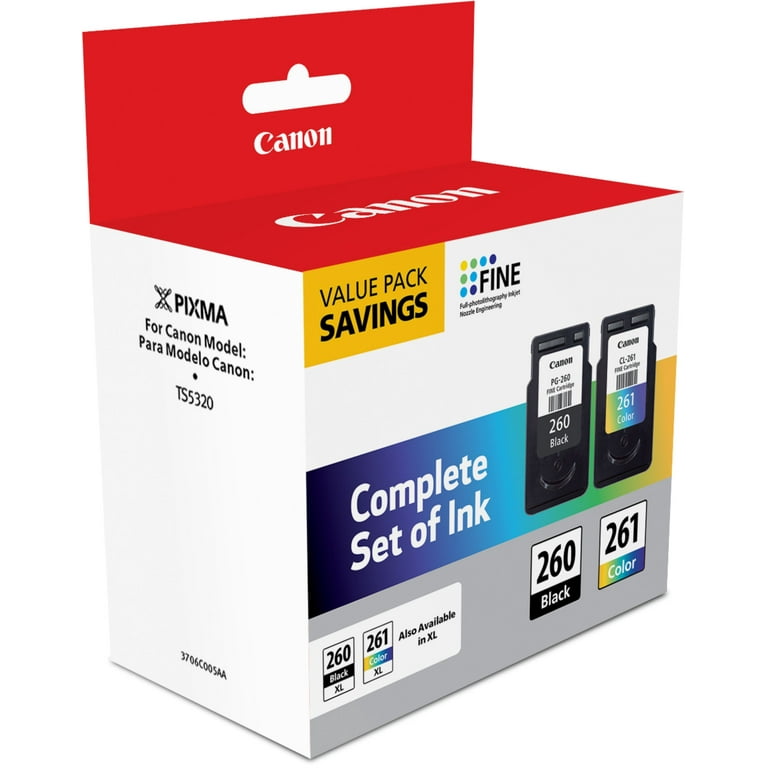 Canon 3725C006 CL 261 PG 260 Ink Black Color Walmart