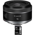 thumbnail image 1 of Canon 5051C002 RF 16mm F2.8 STM Full Frame Lens for RF Mount Mirrorless Cameras Bundle with Lexar Professional SDHC / SDXC 1667x UHS-II 64GB Memory Card, 1 of 9