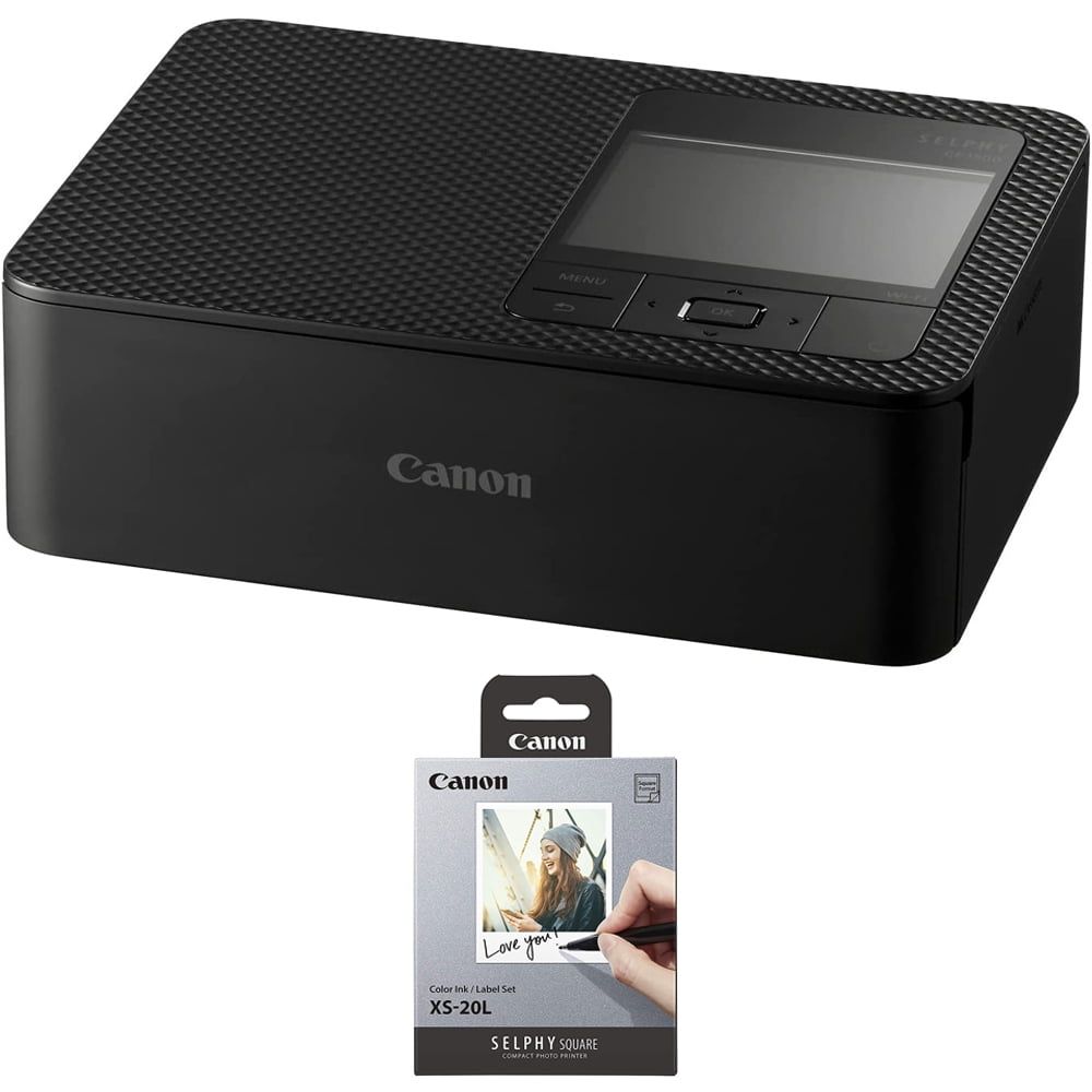 Canon 5539C001 SELPHY CP1500 Wireless Compact Photo Printer, Black Bundle  with Canon SELPHY Color Ink/Label XS-20L Set (20 Sheets + 1 Ink Cassette)