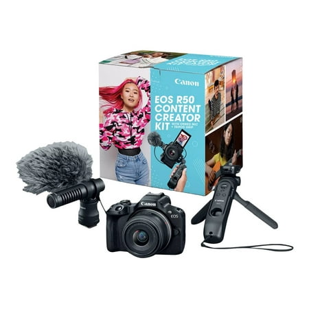 Canon - EOS R50 4K Video Mirrorless Camera with RF-S18-45mm Content Creator Kit - Black