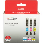 Canon 6449B009 (CLI-251XL) ChromaLife100+ High-Yield Ink, Cyan/Magenta/Yellow, 3/PK