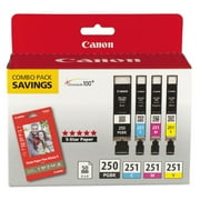 Canon 6497B004 PGI-250; CLI-251 Ink & Paper Combo Pack Black/Cyan/Magenta/Yellow