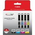 thumbnail image 1 of Canon CLI-251 Color Printer Cartridge Combo Pack Printing Consumables, Black/Cyan/Magenta/Yellow, 6513B004, 1 Pack, 1 of 3