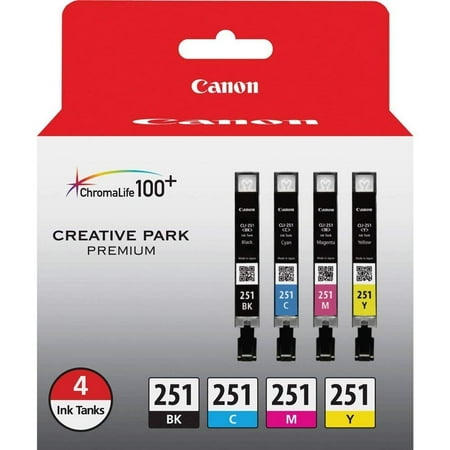 Canon CLI-251 Color Printer Cartridge Combo Pack Printing Consumables, Black/Cyan/Magenta/Yellow, 6513B004, 1 Pack price history and forecast - Canon 6513B004