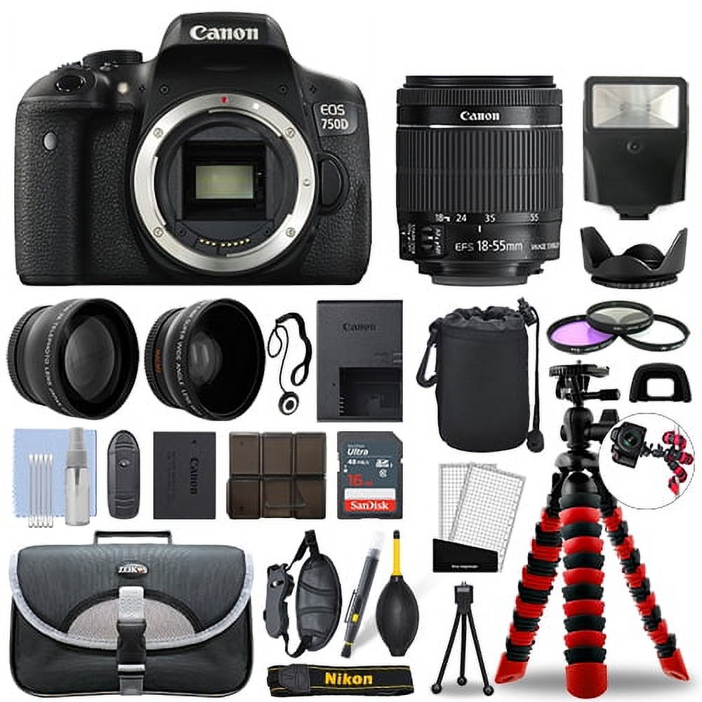 Canon 750D / T6i SLR Camera with 18-55mm STM+ 16GB 3 Lens Ultimate Accessory Kit - image 1 of 8