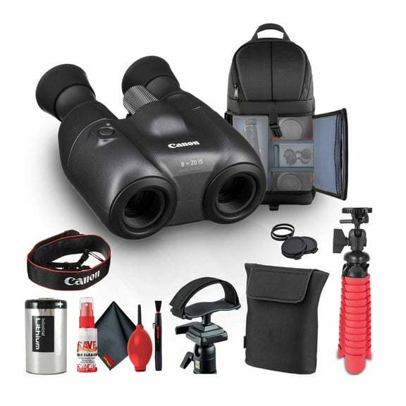 Canon 8x20 IS Image Stabilized Binoculars (3639C002) + Tripod Adapter + Backpack + Flexible Tripod + Cleaning Kit (International Version)
