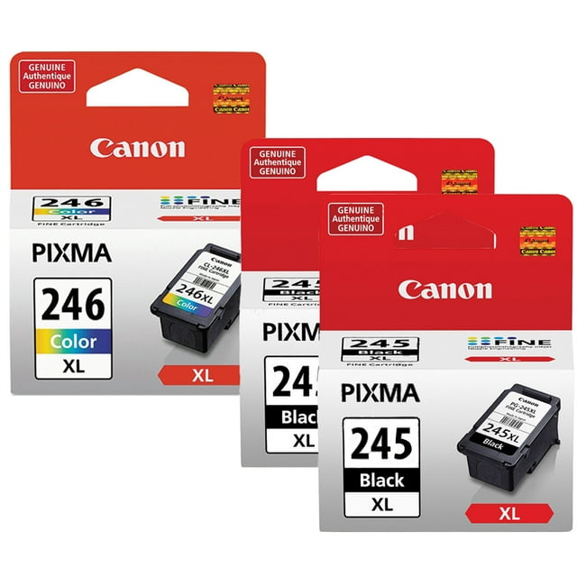 Canon CL-246XL COLOR Ink Cartridge & Two PG-245XL Black Cartridge Fine Ink Cartridge