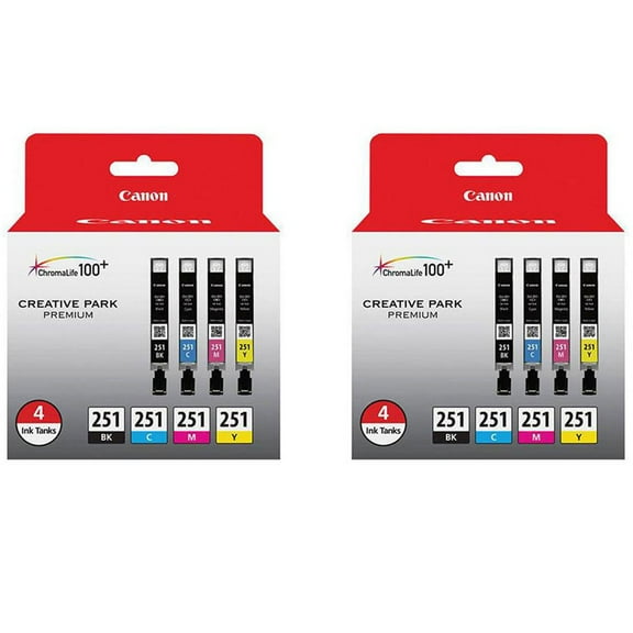 Canon CLI-251 4-Color Ink Combo Pack for Select PIXMA iP, iX, MG, MX Series Printers, 2-Pack