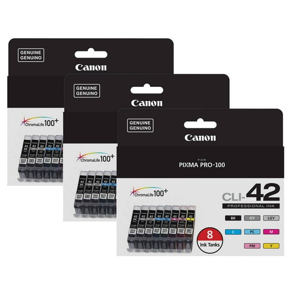 Canon CLI-42 8-Color Ink Tank Pack for Pixma PRO-100 Inkjet Photo Printer, 3-Pack