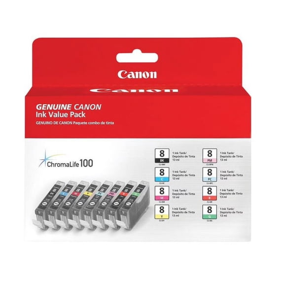 Canon CLI-8 Original Ink Cartridge - Inkjet - 8 / Pack - Black, Cyan, Magenta, Yellow, Photo Cyan, Photo Magenta, Red, Green - 8 / Pack | Bundle of 10 Packs (Sold without manufacturer warranty)