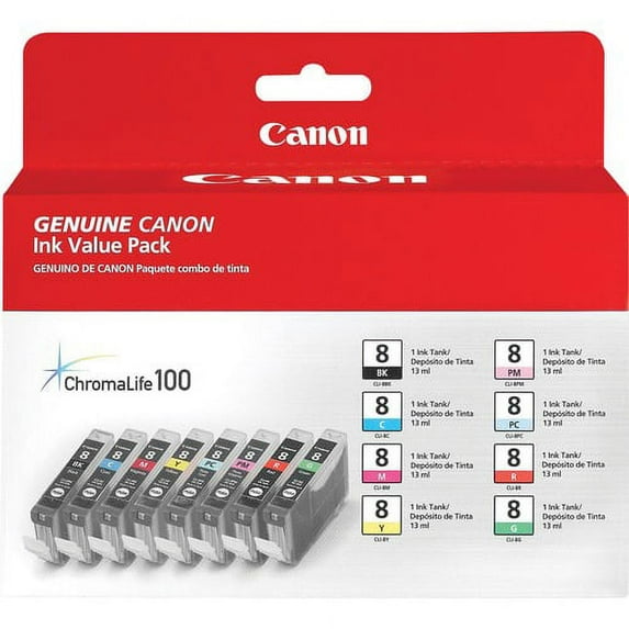 Canon CLI-8 Original Ink Cartridge - Inkjet - 8 / Pack - Black, Cyan, Magenta, Yellow, Photo Cyan, Photo Magenta, Red, Green - 8 / Inks
