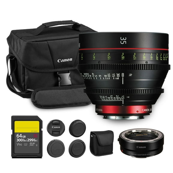 Canon CN-E 35mm T1.5 L F Cinema Prime Lens + EF-EOS R Adapter + Accessories