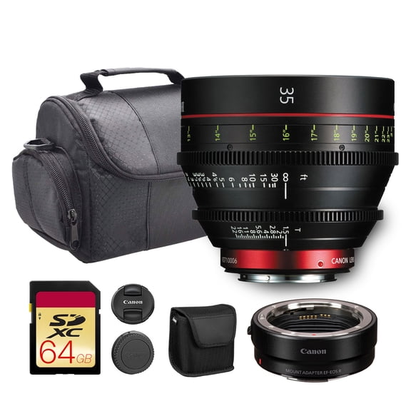 Canon CN-E 35mm T1.5 L F Cinema Prime Lens + EF-EOS R Adapter + Accessories