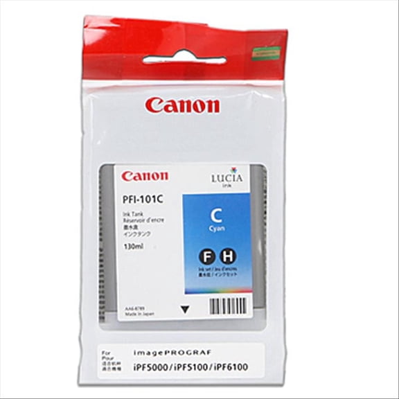 Canon PFI-101C 0884B001AA ImagePROGRAF iPF5100 iPF6000 iPF6100 iPF6200 Ink Cartridge (Cyan) in Retail Packaging