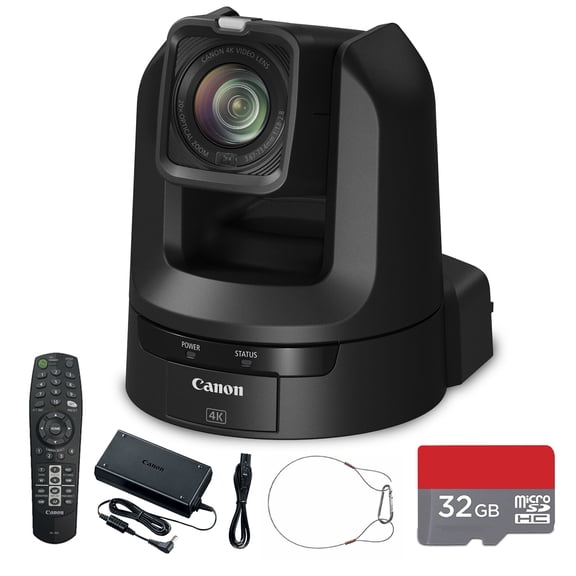 Canon CR-N300 4K NDI PTZ Camera with 20x Optical Zoom (Satin Black) Bundle | UHD Video, NDI|HX & IP Streaming, Smooth Pan/Tilt Control | Ideal for Church & Streaming (5157C001) + 32GB Card