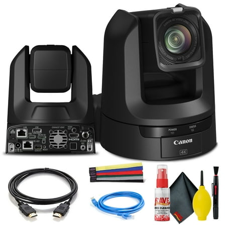 Canon CR-N300 4K NDI PTZ Camera with 20x Zoom (Satin Black) (5157C001) + Ethernet Cable + Cleaning Kit + Velcro Straps + HDMI Cable + More