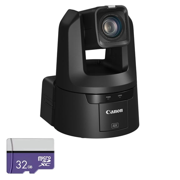 Canon CR-N500 4K NDI PTZ Camera with 15x Optical Zoom Bundle (Black) | UHD Video, NDI|HX, IP Streaming & Smooth Pan/Tilt Control | Great for Broadcast & Live Events (4839C001) + 32GB MicroSd Card