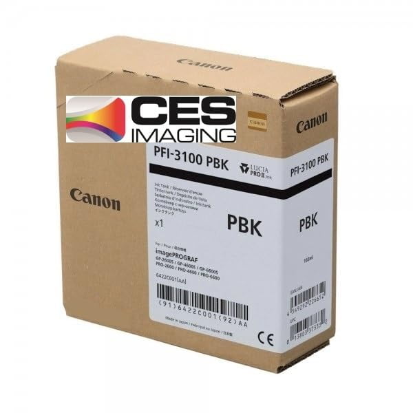 Canon PFI-3100 Pigment Ink Tank, 160ml Capacity, Photo Black