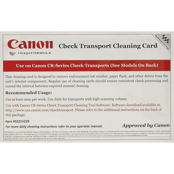 Canon Check Transport Cleaning Card - scanner cleaning card