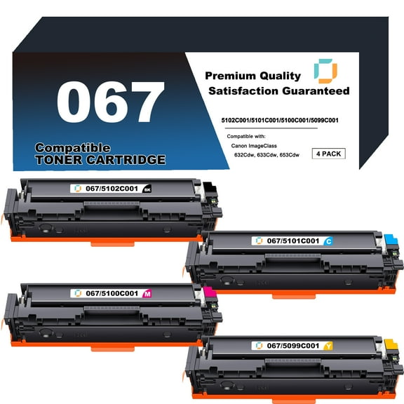 Canon Compatible 067 Toner Cartridge 4 Pack to use with ImageClass LBP632Cdw, LBP633Cdw, MF652Cw, MF653Cdw, MF654Cdw, MF656Cdw Printers. Reliable Printing for Home & Office.