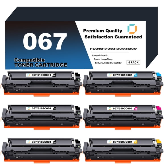 Canon Compatible 067 Toner Cartridge 6 Pack to use with ImageClass LBP632Cdw, LBP633Cdw, MF652Cw, MF653Cdw, MF654Cdw, MF656Cdw Printers. Reliable Printing for Home & Office.