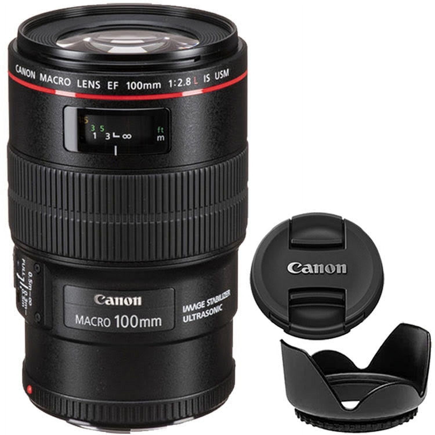 Canon EF 100mm f/2.8L Macro IS USM Lens with Hood and EF