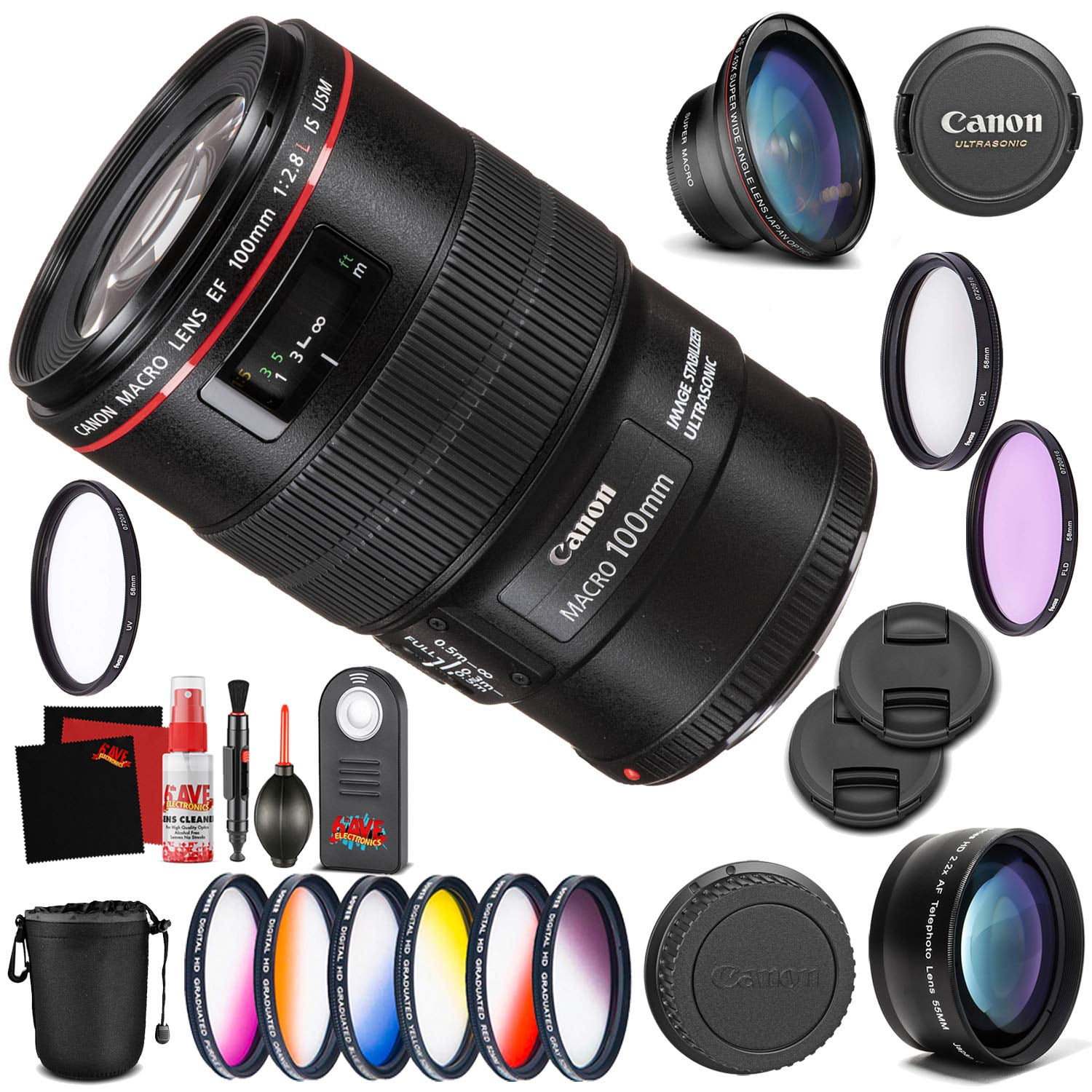 Canon EF 100mm f/2.8L Macro is USM Lens Professional Kit