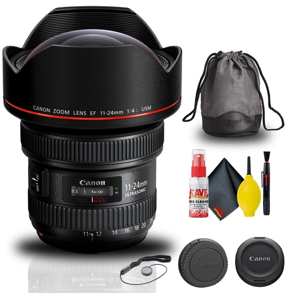 Canon EF 11-24mm F/4L USM Lens (9520B002) + Cap Keeper + Cleaning Kit + More (International Version)