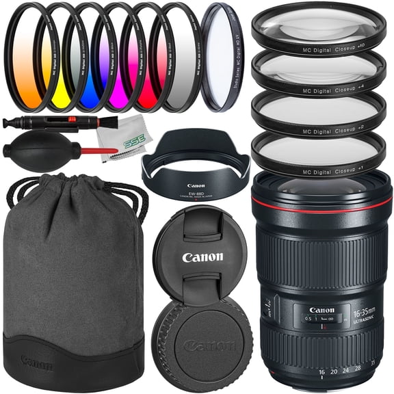 Canon EF 16-35mm f/2.8L III USM Lens (International Model) with Essential Bundle: 6PC Filter Kit, 4PC Macro Close-Up Lens Filter Kit (+1, +2, +4, +10 Diopter), Multi-Coated UV Filter & More