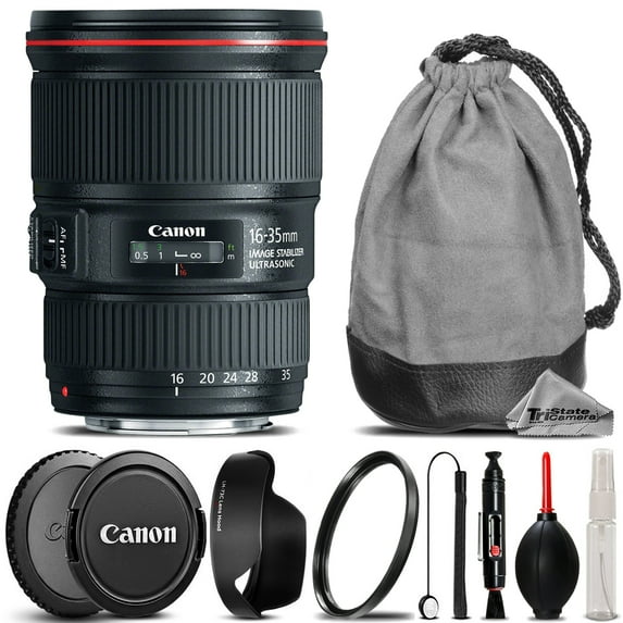 Canon EF 16-35mm f/4L IS USM Lens + UV Filter + Lens Cap Holder + Cleaning Brush + Air Cleaner + Cleaning Kit - (International Version)