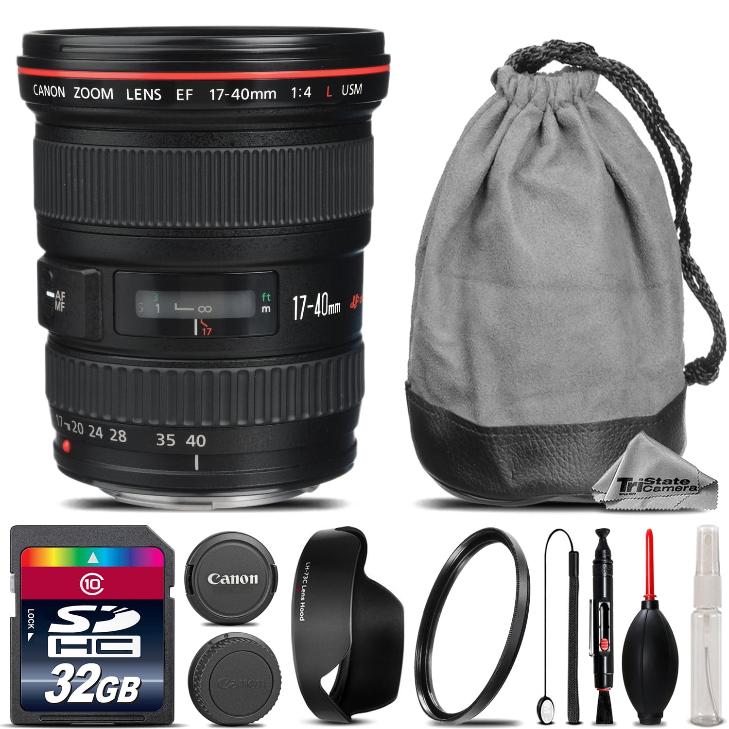 Canon EF 17-40 f/4 L USM Lens +Lens Hood +U.V Filter + 32GB