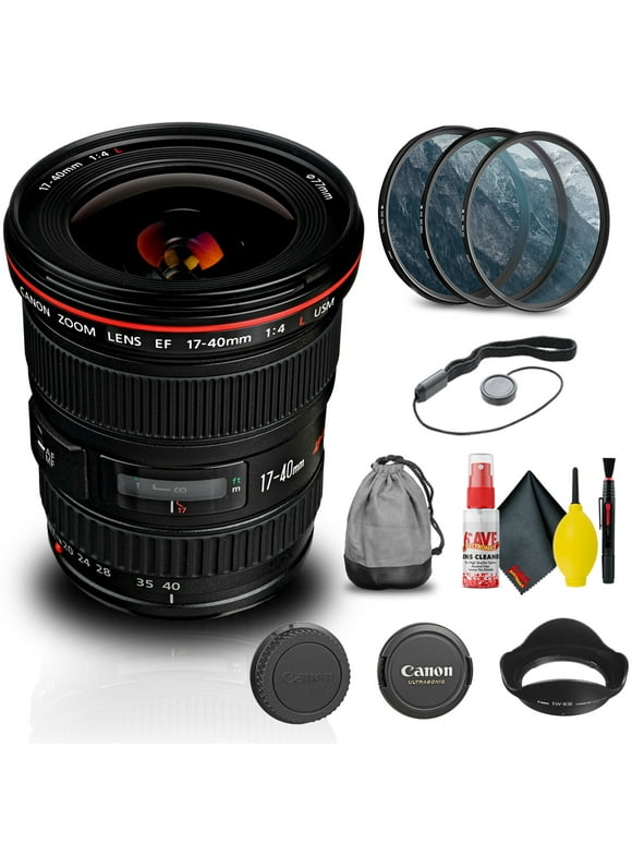 Canon EF 17-40mm f/4L USM Lens (8806A002) + Filter Kit + Cap Keeper + More