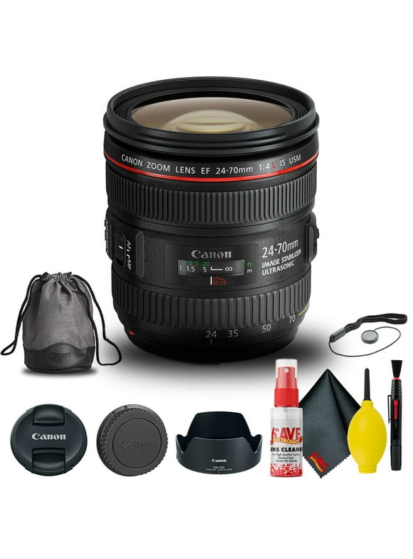 Canon EF 24-70mm f/4L IS USM Lens (6313B002) + Filter Kit + Cap Keeper + More