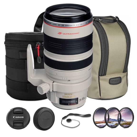 Canon EF 28-300mm f/3.5-5.6L IS USM Lens Bundle | L-Series All-in-One Zoom with Optical Image Stabilization & Fast Ring-Type USM Autofocus | Great for Travel & Wildlife (9322A002) + Filter Kit + More