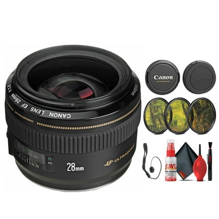 Canon EF 28mm F/1.8 USM Lens (2510A003) + Filter Kit + Cap Keeper + Cleaning Kit (International Version)