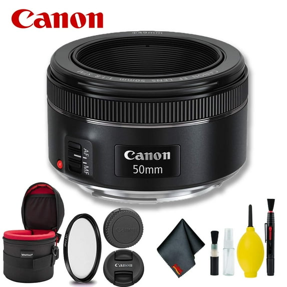 Canon EF 50mm F/1.8 STM Lens w/ Filter + Lens Case Bundle (International Version)