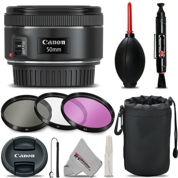 Canon EF 50mm F/1.8 STM Lens - Ultra Saving Bundle Kit + Deluxe 3pc Filter Kit (International Version)