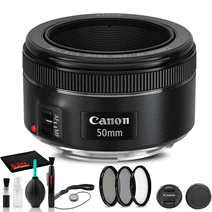 Canon EF 50mm f/1.8 STM Lens (0570C002) + Filter Kit + Cap Keeper + More