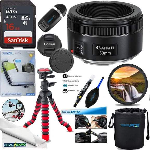 Canon EF 50mm f/1.8 STM Lens + Expo Accessories Bundle Includes (10PCS)