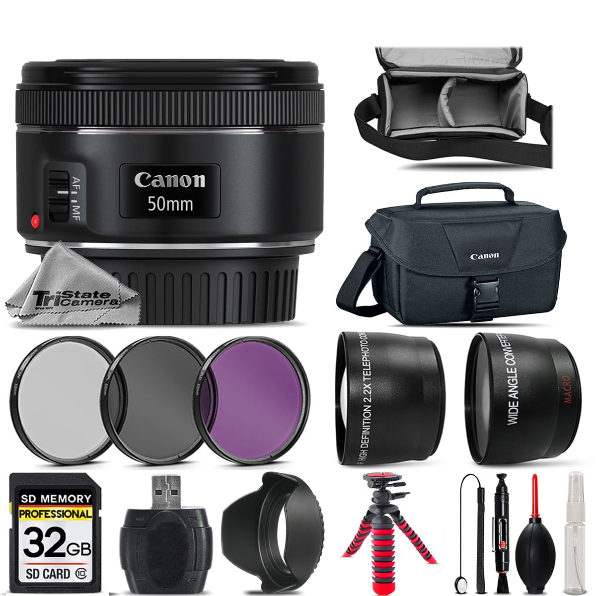 Canon EF50mm f1.8 stm (CPLフィルター付き) Canon EF 50mm f 1.8 STM Lens + UV CPL FLD Filter - for EOS