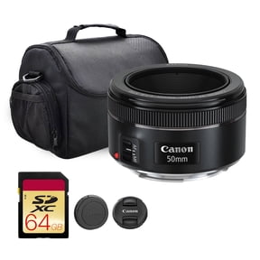 Canon EF 50mm f/1.8 STM Lens | full-frame, f/1.8 Aperture, STM Autofocus | Bundle with 64GB Memory Card, Shoulder Bag