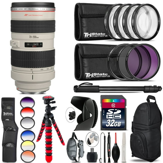 Canon EF 70-200mm 2.8L USM Lens + Graduated Color Filter - 32GB Accessory Kit (International Version)