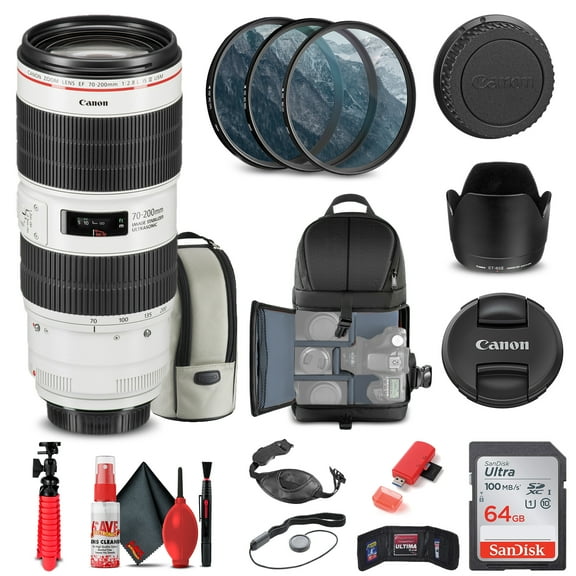 Canon EF 70-200mm F/2.8L IS III USM Lens (3044C002) + Filter + BackPack + More (International Version)