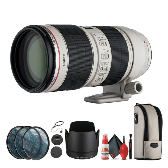 Canon EF 70-200mm f/2.8L IS II USM Lens | Pro-Level Telephoto Zoom for Sports, Wildlife & Portraits (2751B002) + Lens Filter Kit + Cleaning Kit + Cap Keeper
