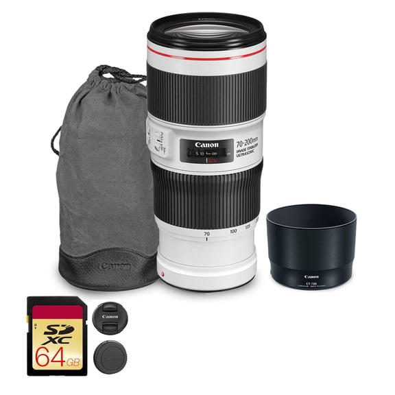Canon EF 70-200mm f/4L IS II USM Lens | L-Series Telephoto Zoom with Image Stabilization, Fast Autofocus & Compact Design | Ideal for Sports, Wildlife, & Portrait Photography (2309C002) + 64GB Card