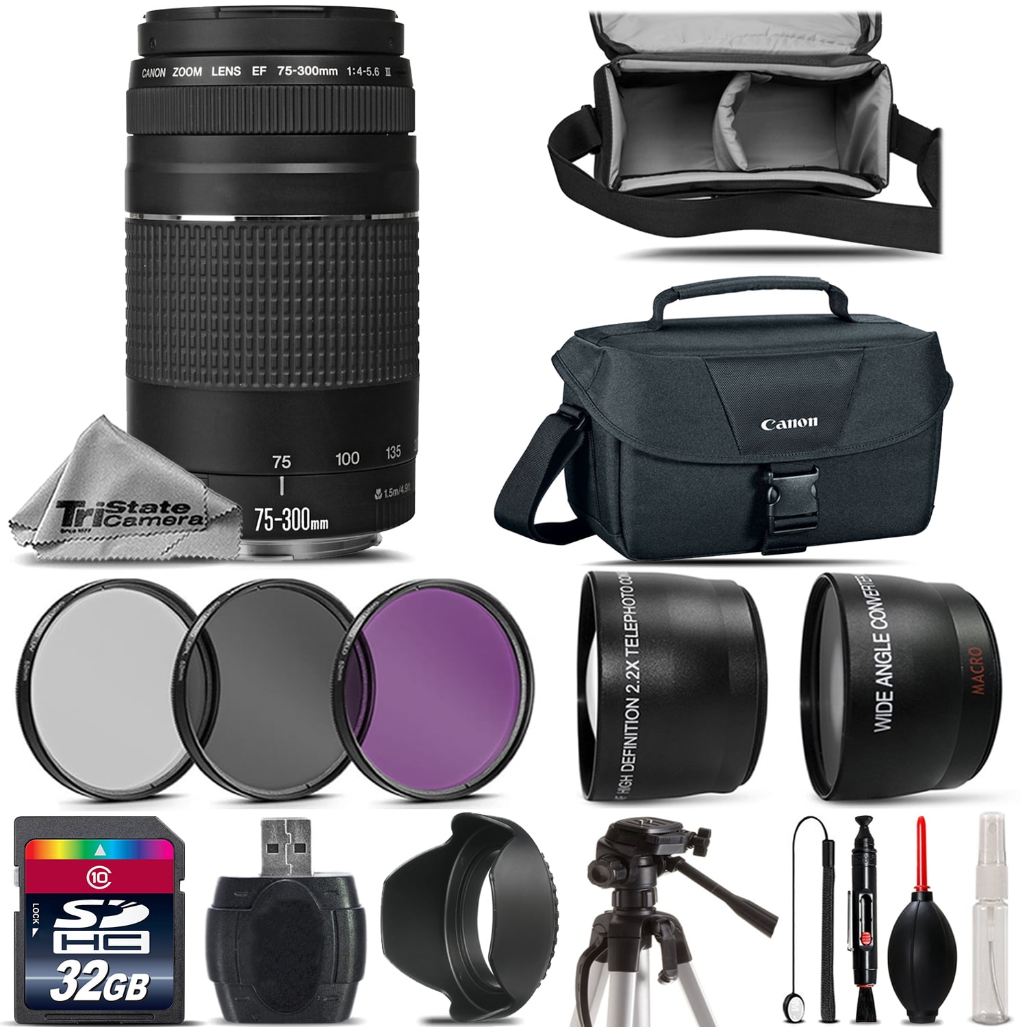 Canon EF 75-300mm III Lens + UV CPL FLD Filter -for EOS Rebel T5