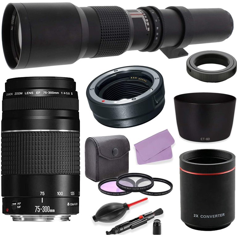 Canon EF 75-300mm f/4-5.6 III Lens + 500mm (w/ 2X 1000mm) f/8.0