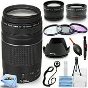 Canon EF 75-300mm f/4-5.6 III Lens Black International Model + Telephoto and Wide Angle Lenses